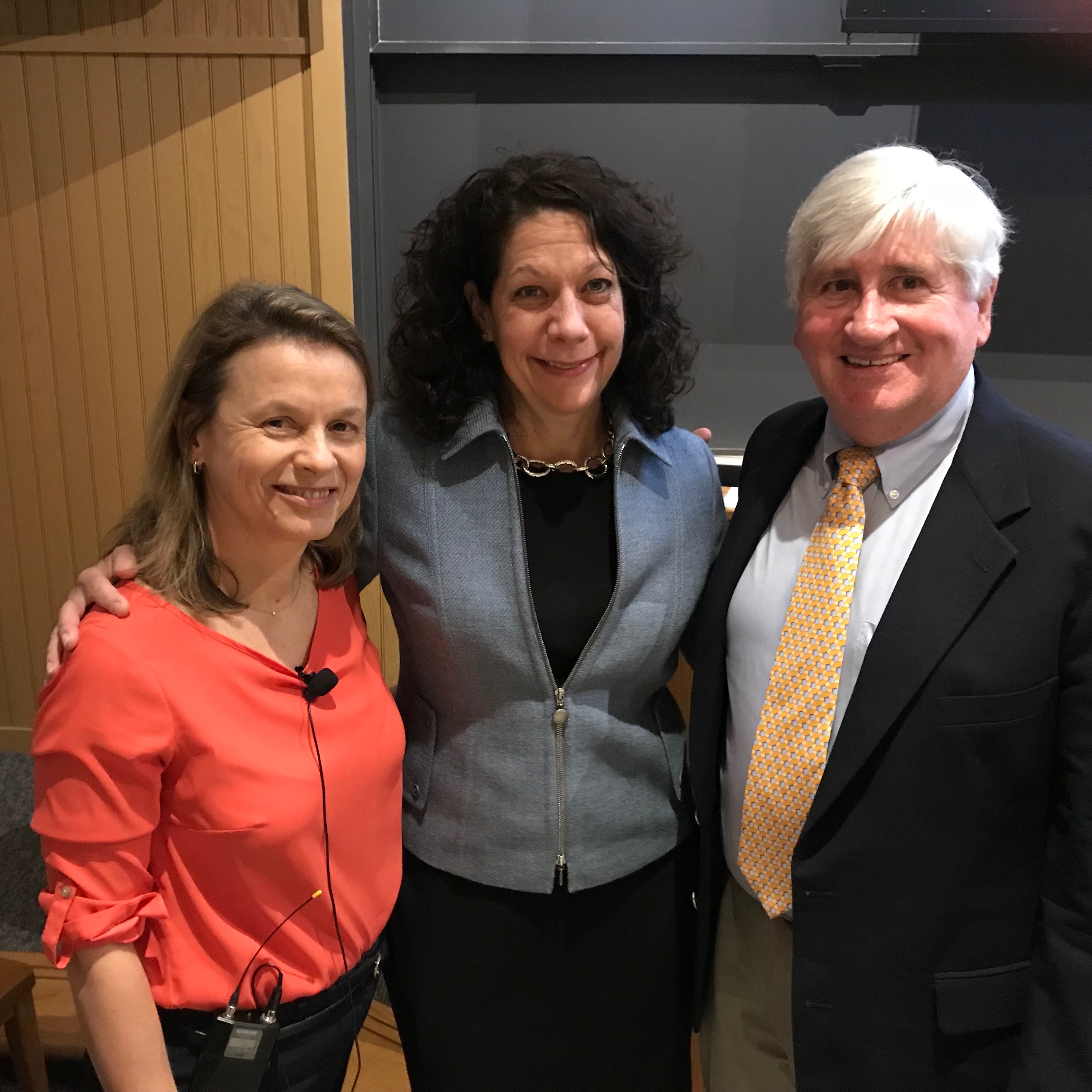 Geraldine Seydoux, Bonnie Bassler and Peter Howley at the 2018 Kuggie Vallee Distinguished Lecture, Princeton Seydoux Bassler Howley